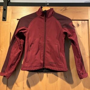 MARMOT Softshell Jacket Wine Burgundy Size Small Water Repellent